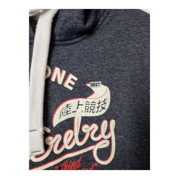 Superdry Grit Tab Vtg Hoodie Pullover With Drawstrings Navy Blue Large - Picture 13 of 14